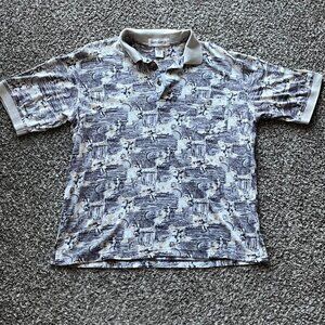 Vintage 90s Grand Slam Black/White Golfers Polo Men L Cotton Country Club Casual